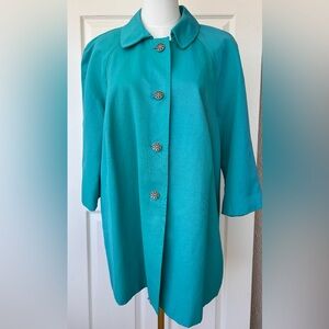 Rafaella Woman Aqua A-Line Raincoat‎ Lined Size 1X
